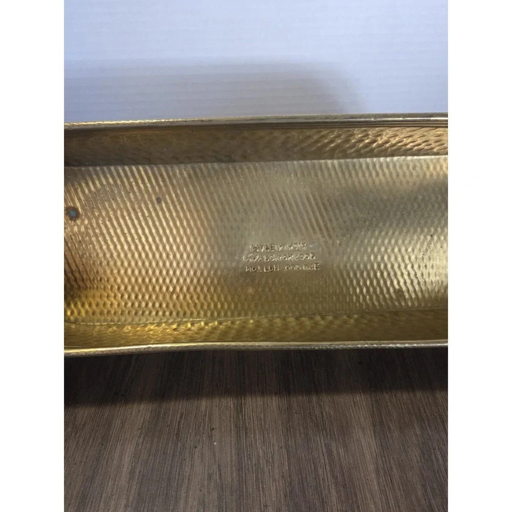 Elongated Hammered Brass Planter Vintage